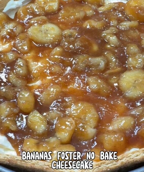 Bananas Foster No Bake Cheesecake