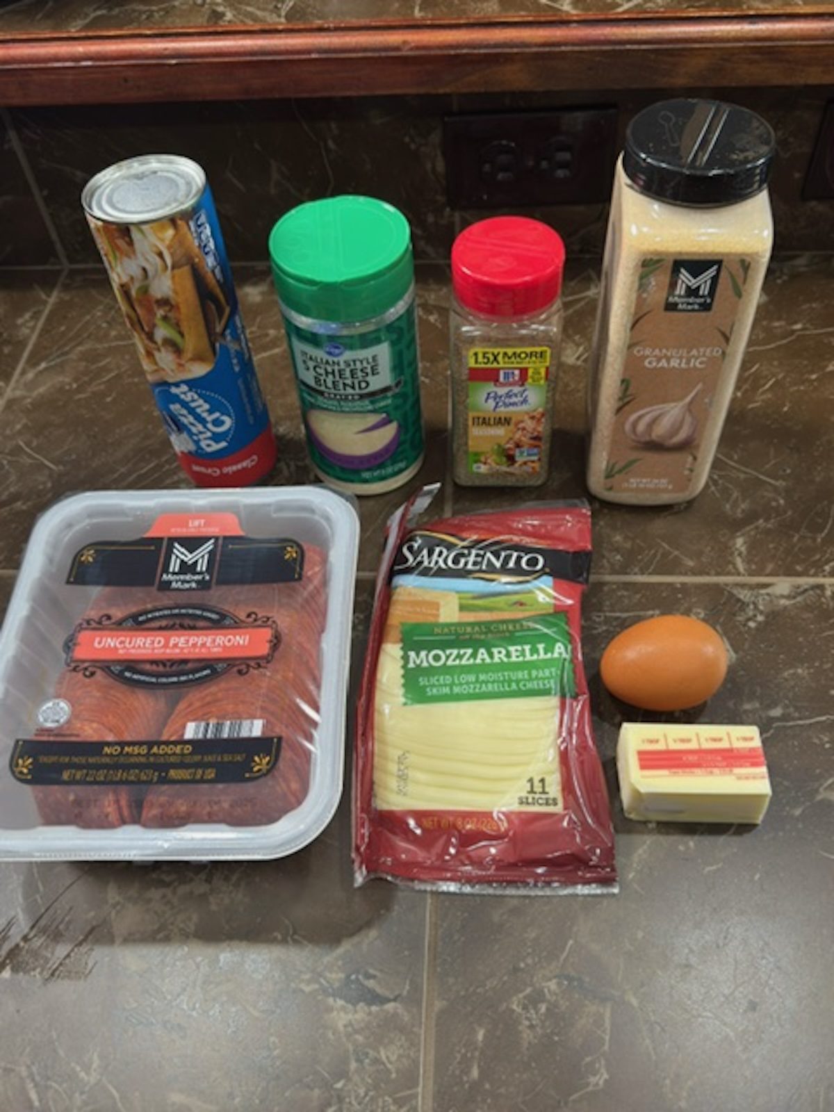 Ingredients for pepperoni rolls.