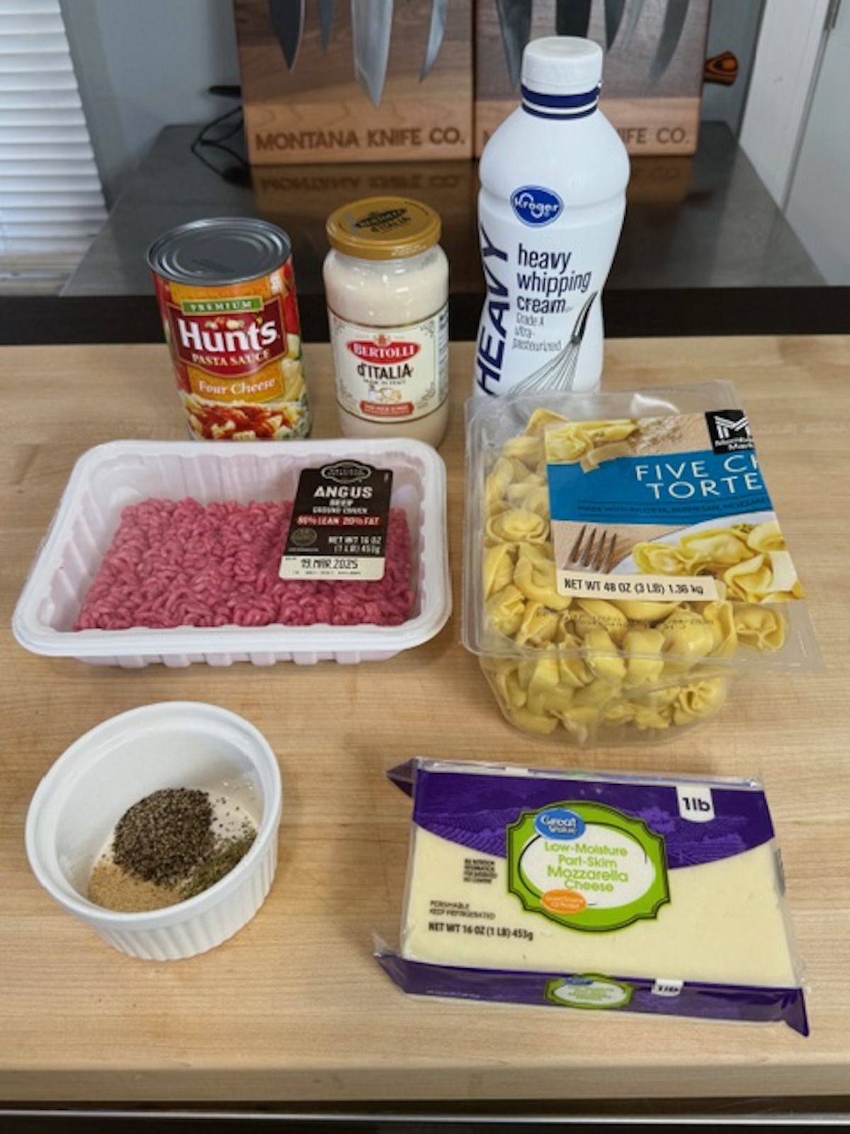 Ingredients for Million Dollar Tortellini Bake.