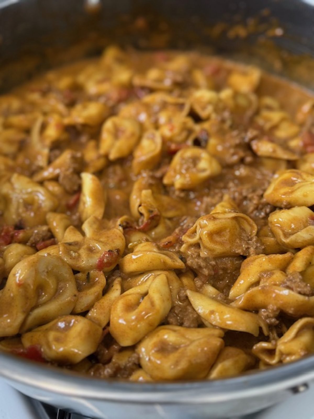 Closeup image of taco tortellini.