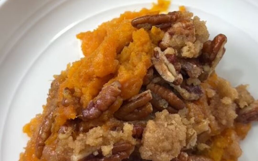 Sweet Potato Casserole with Pecan Topping