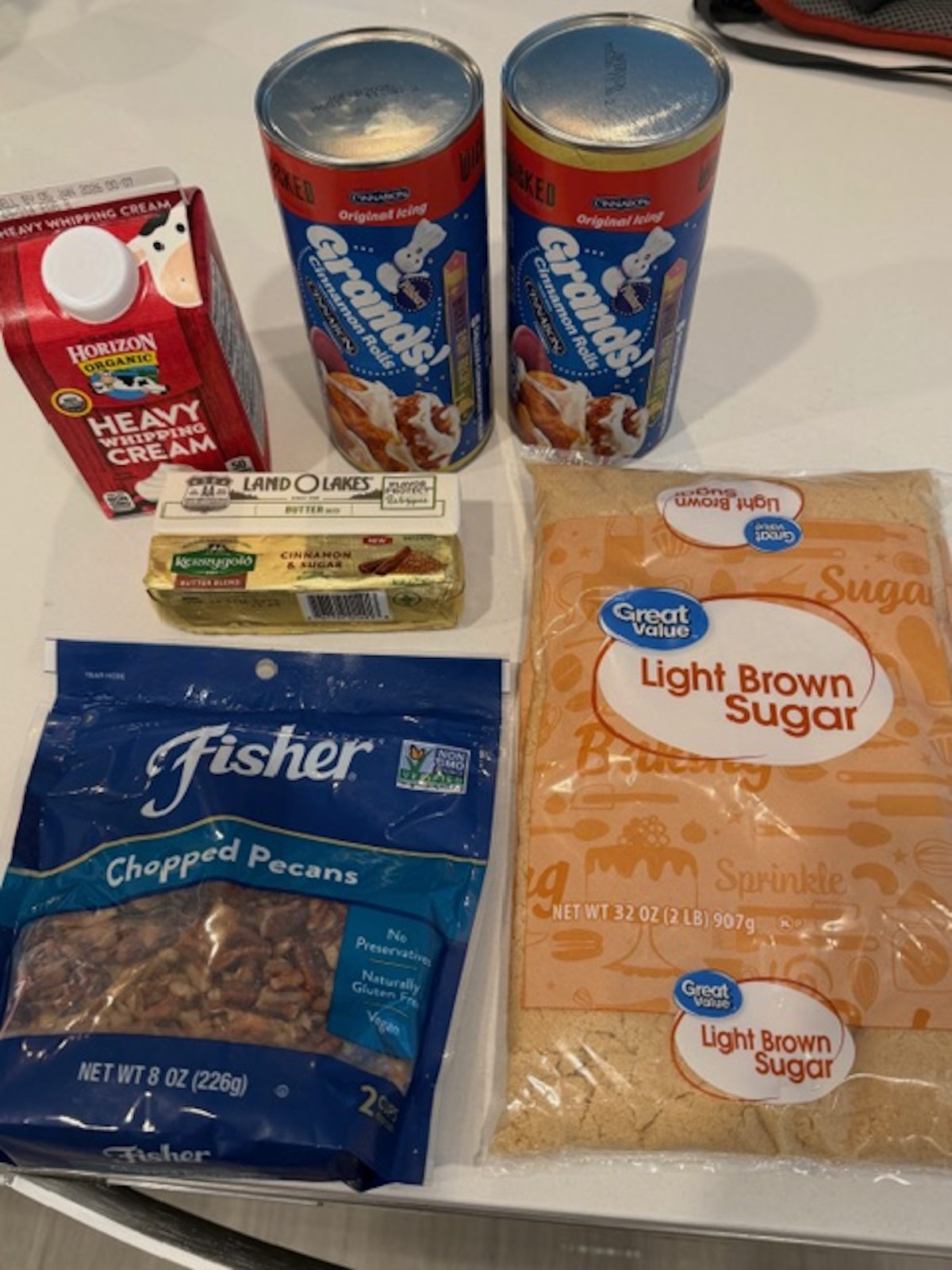 Ingredients for easy cinnamon rolls.