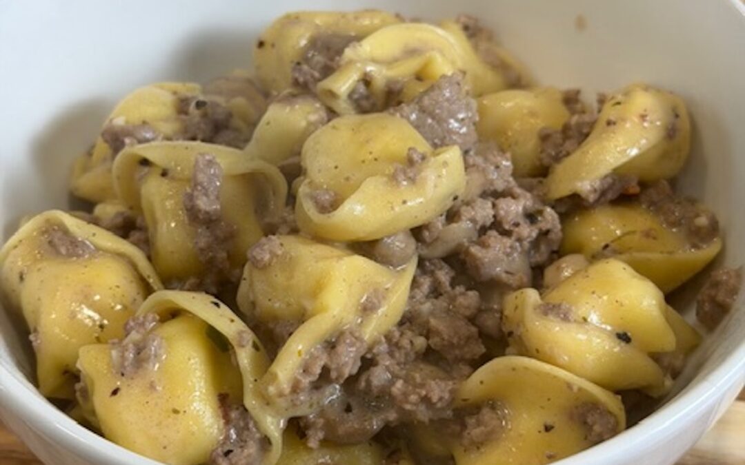 Ground Beef and Tortellini with Mushrooms